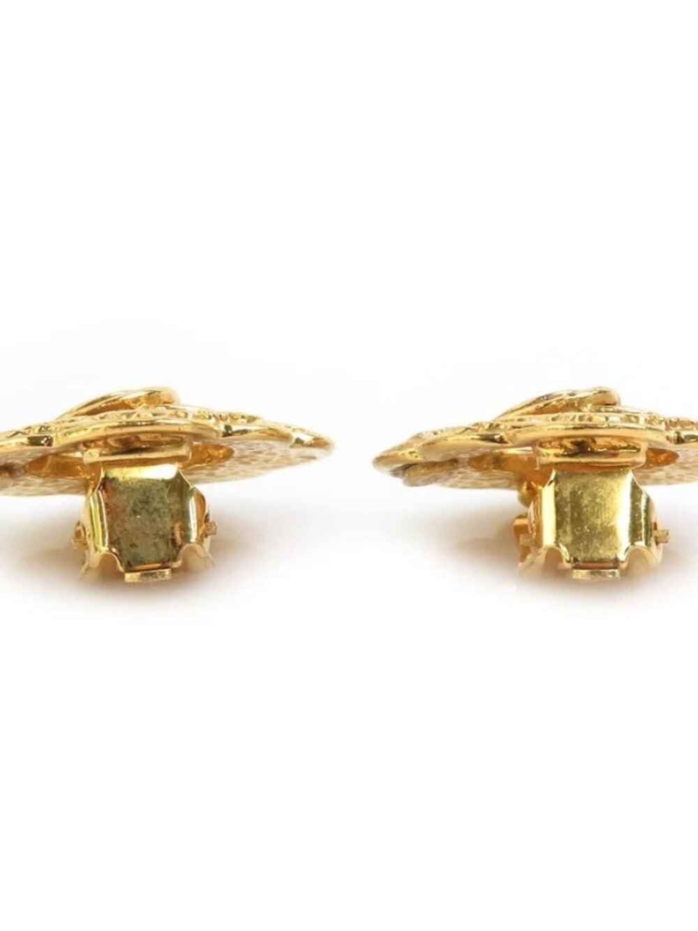 Auth CHANEL Vintage CC Logo Clip on Earrings Gold Metal - Picture 3 of 8